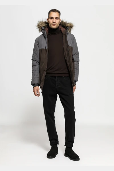 Куртка мужская зимняя Woodman dual (серый-коричневый)