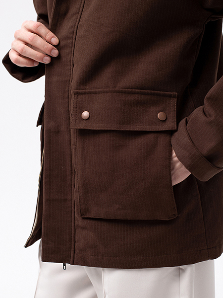 Куртка мужская Woodman collar (коричневый в полоску)